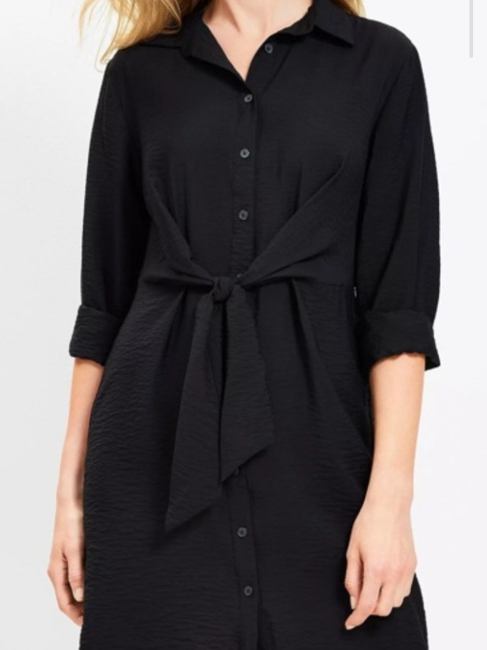 Loft Black Dahlia Tie Front Mini Shirtdress | Size 6P | NWT